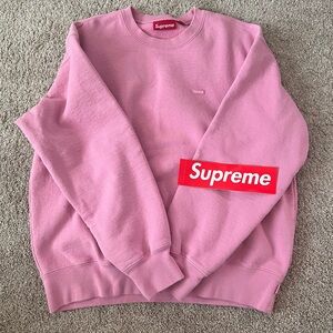 Supreme2025 fall  Small Box Crewneck Pink with logo sticker